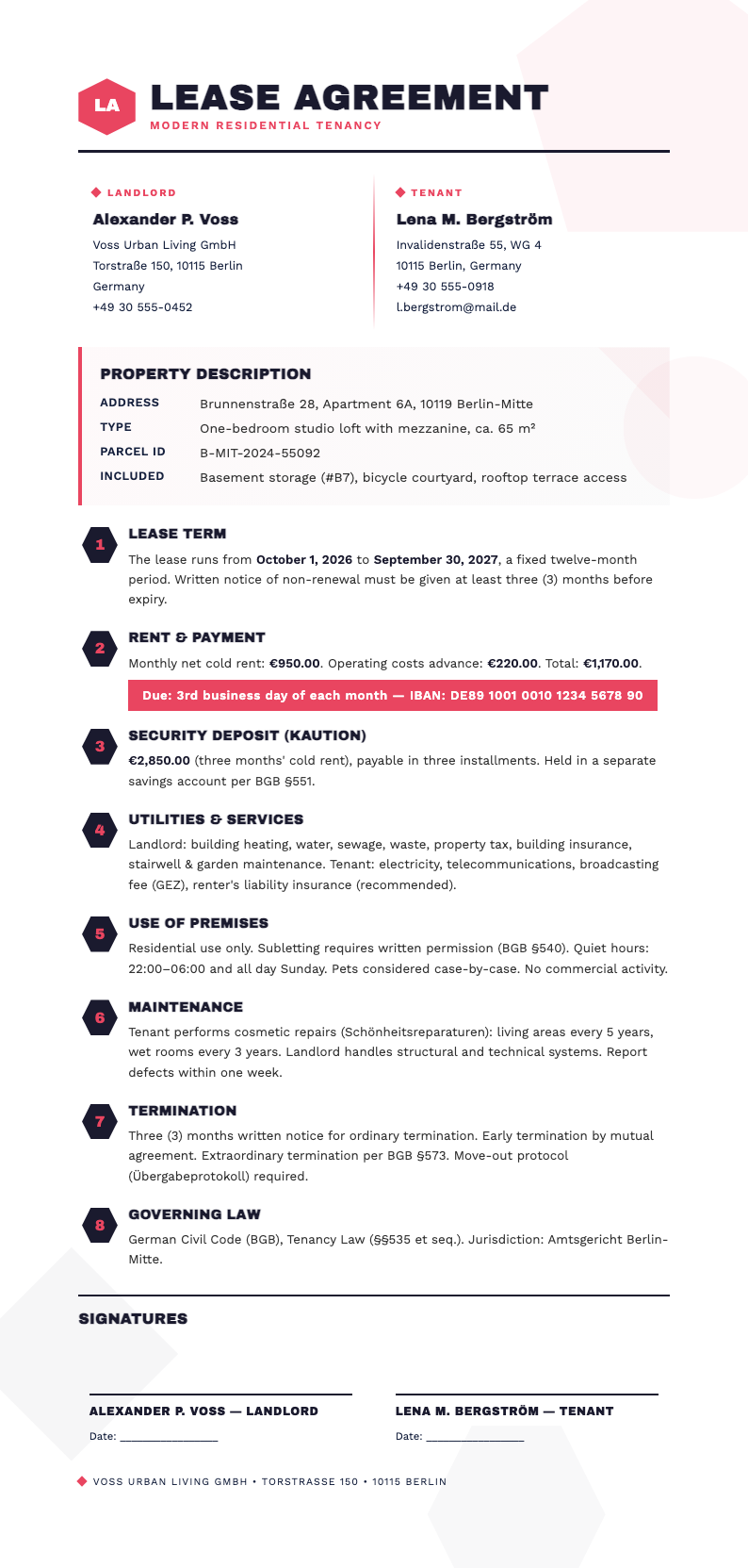 Abstract geometric rental agreement
